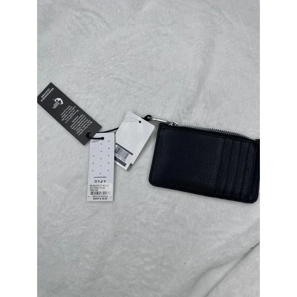 Aimee Kestenberg Wallet Womens One Size Black Studded Leather Zip Card Case